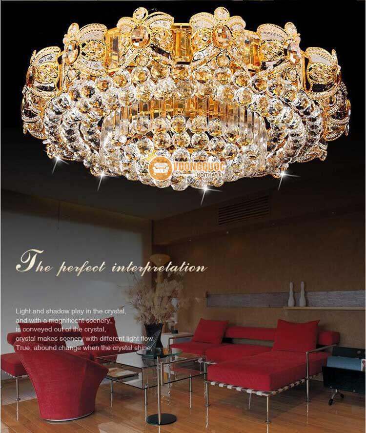 Đèn ốp trần pha lê thiết kế cầu kỳ trang trí phòng khách CM270-3